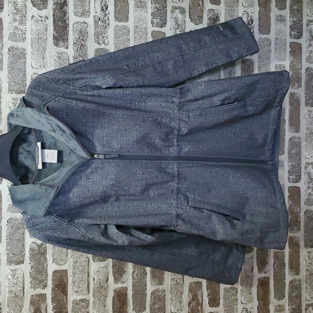 Free Country MED womens coat blue fleece interior adjustable cinch waist